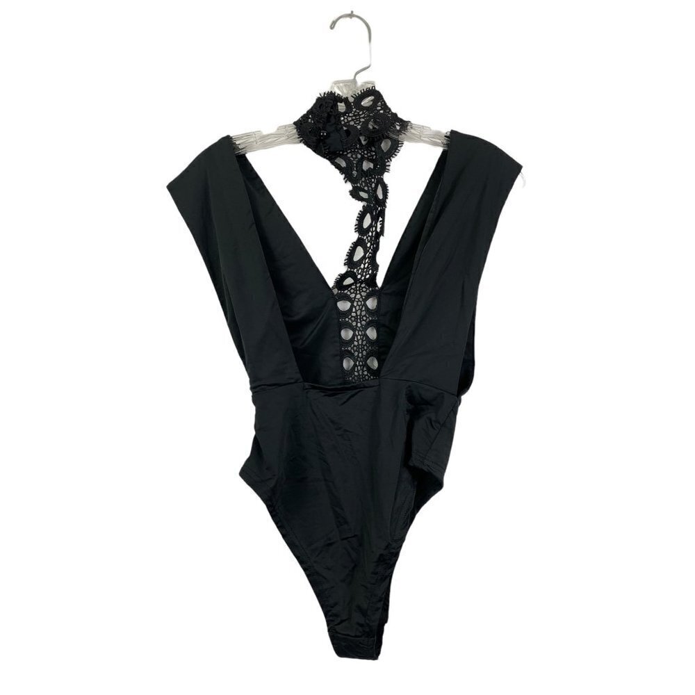 Haoyihui Women's Open Front Black Choker  One Piece